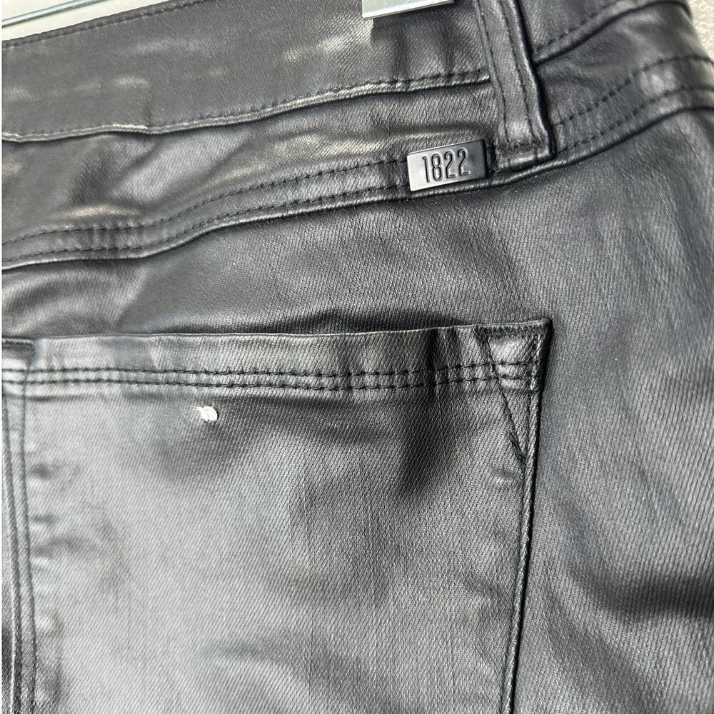 1822 Denim Black Shimmer Leatherette Skinny Pant 30 P / 10 P - Picture 11 of 16